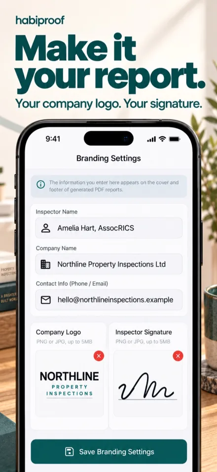 Your company branding and inspector signature on every report
